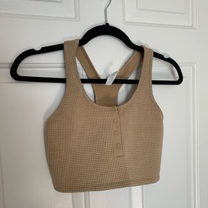 Aerie Offline Thermal Henley Sports Bra - Tan